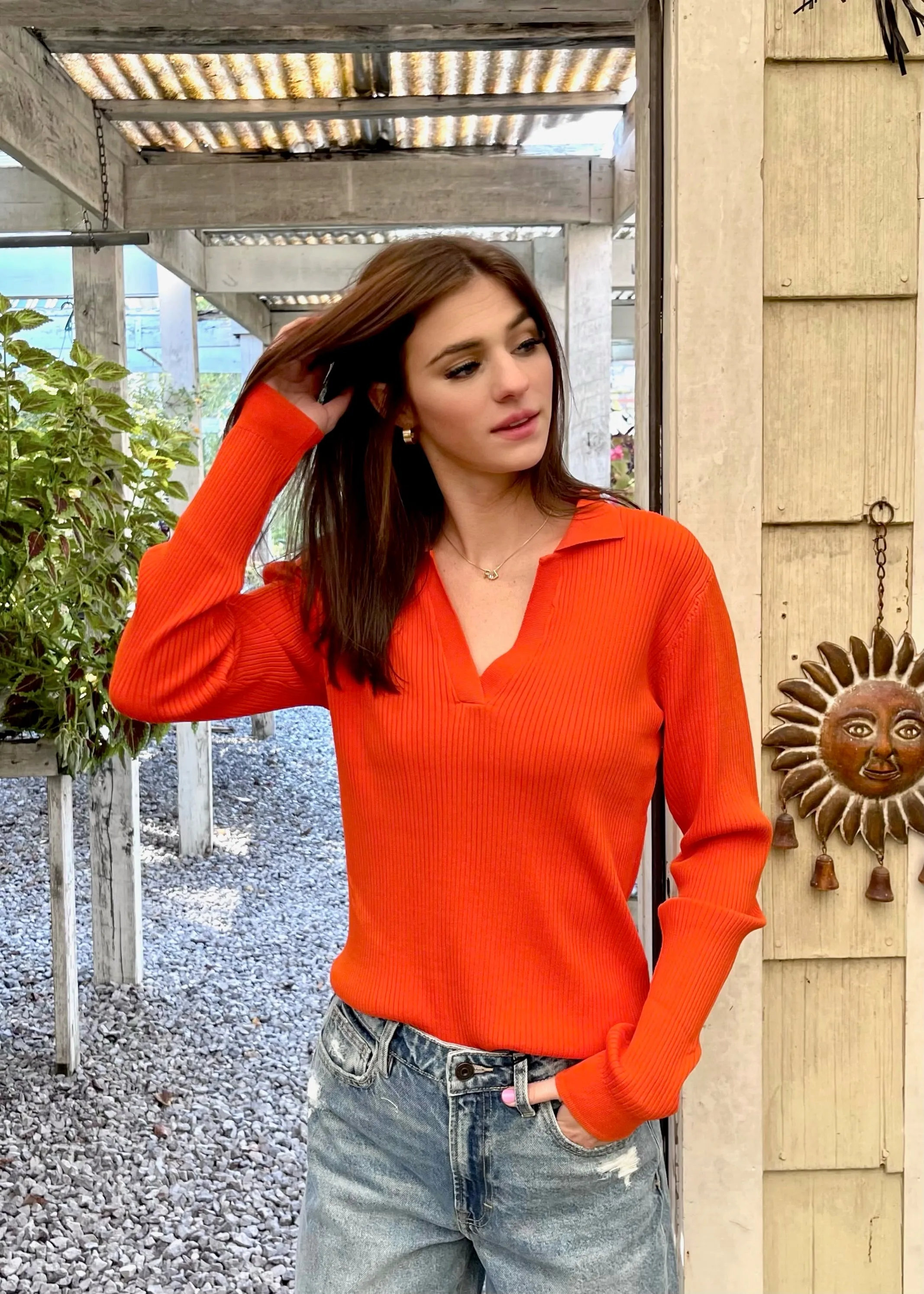 Velma Knit Top | Bright Orange