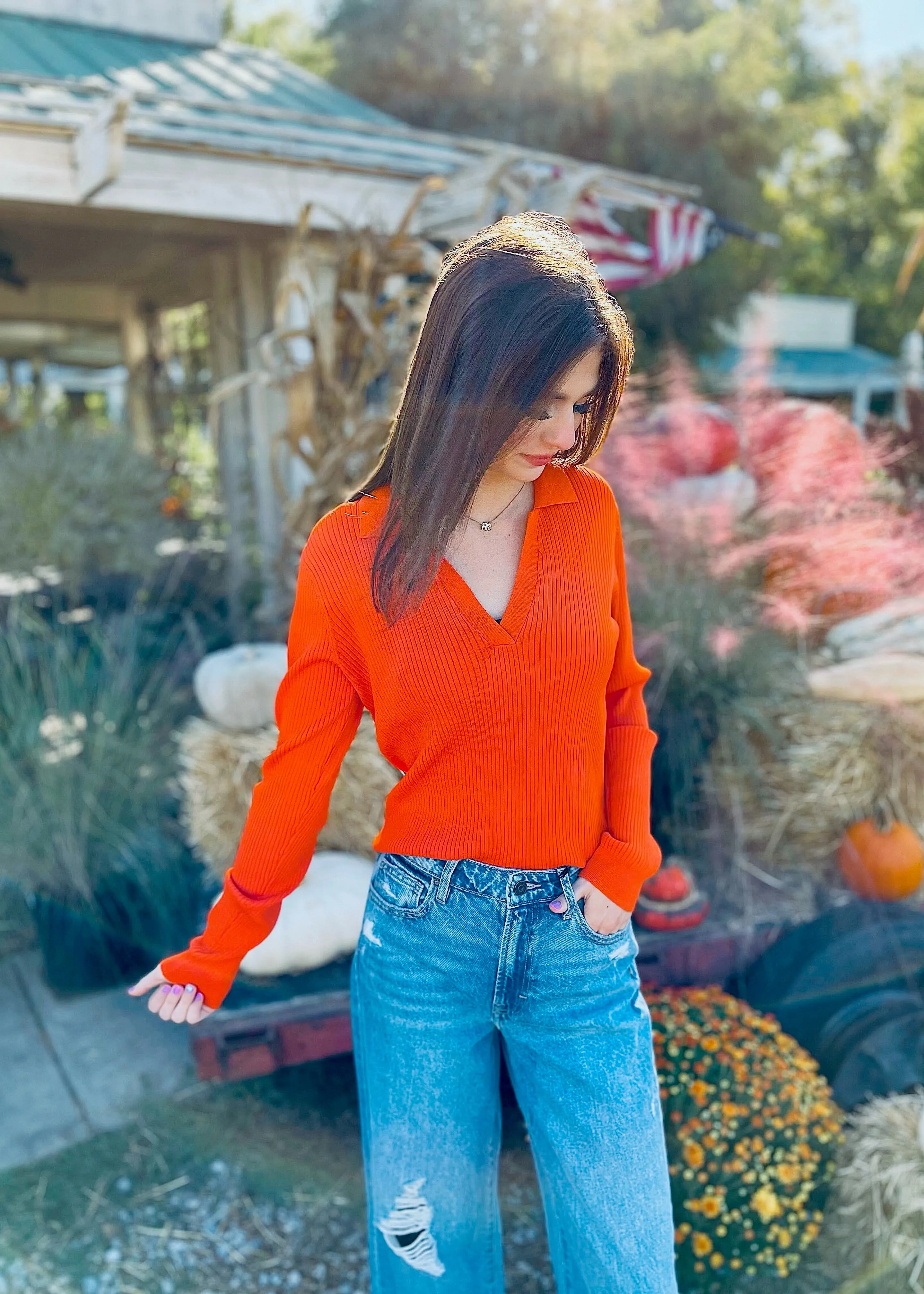 Velma Knit Top | Bright Orange