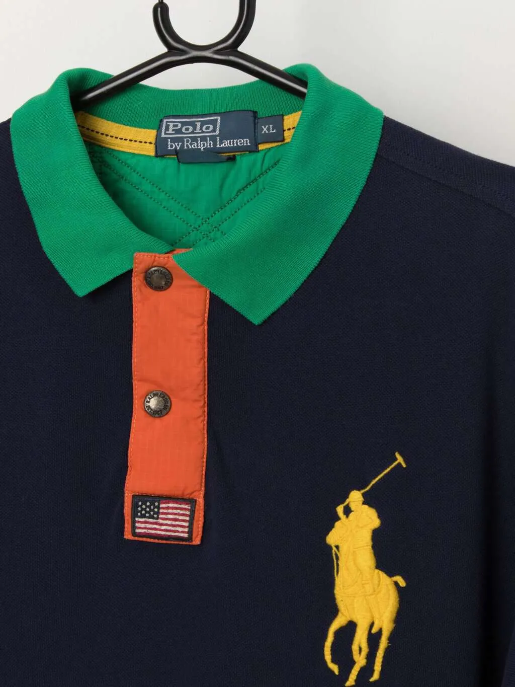 Vintage Ralph Lauren navy polo shirt with big yellow pony – XL