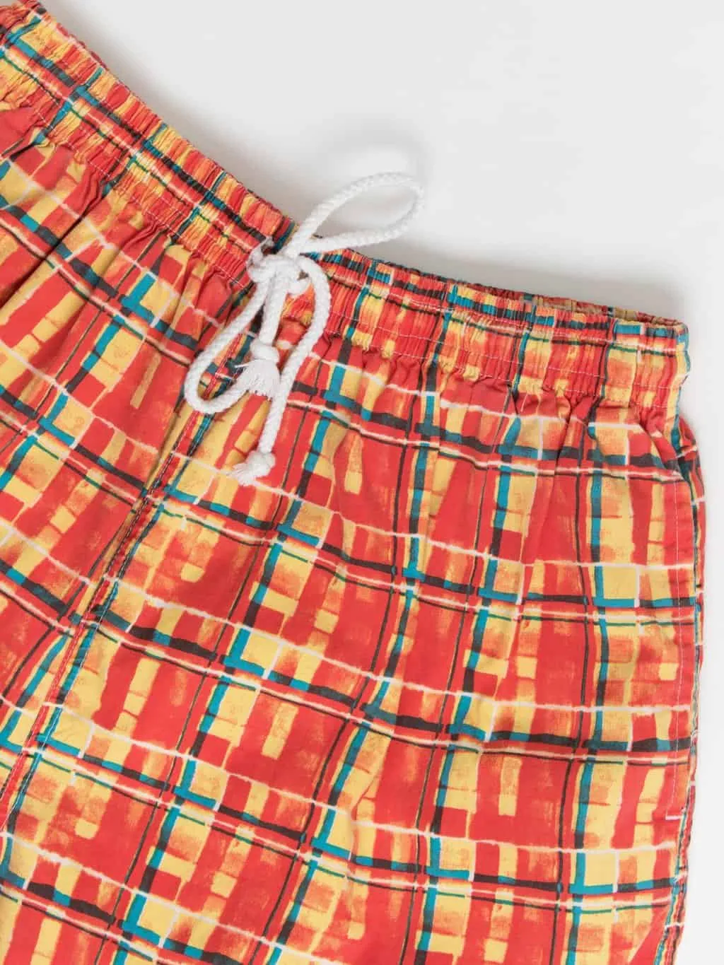 Vintage red plaid swimming shorts – Medium / Large