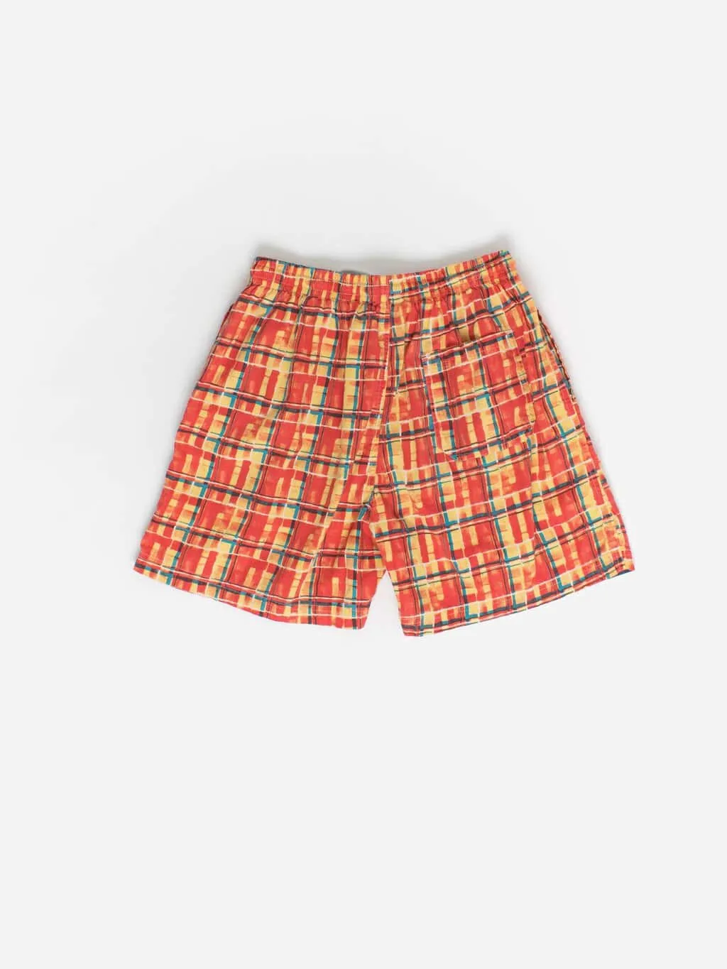 Vintage red plaid swimming shorts – Medium / Large