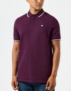 Weekend Offender Farina Double Tipped Polo Shirt Acai Berry Pale Blush