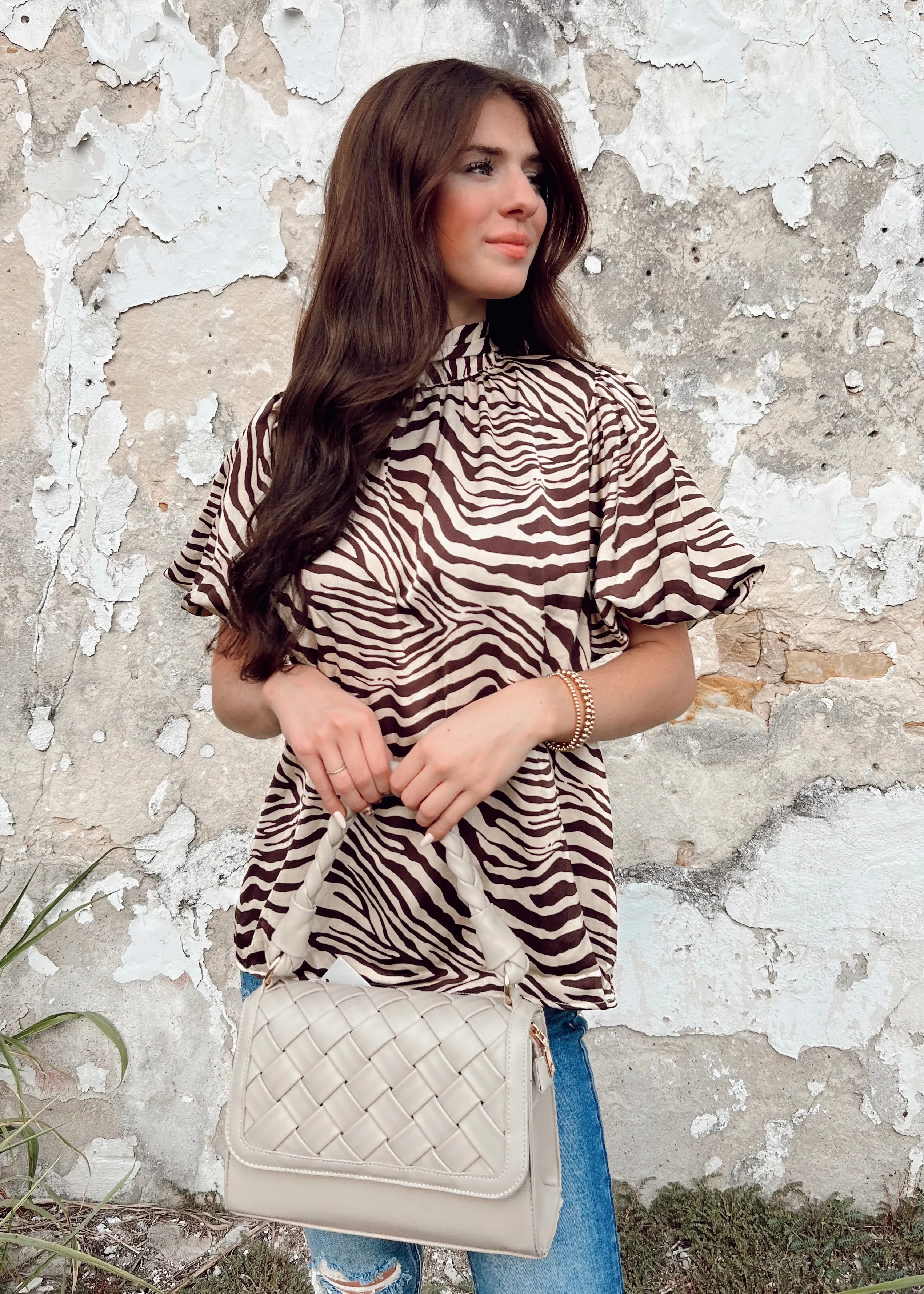 Wild Thang Zebra Puff Sleeve top