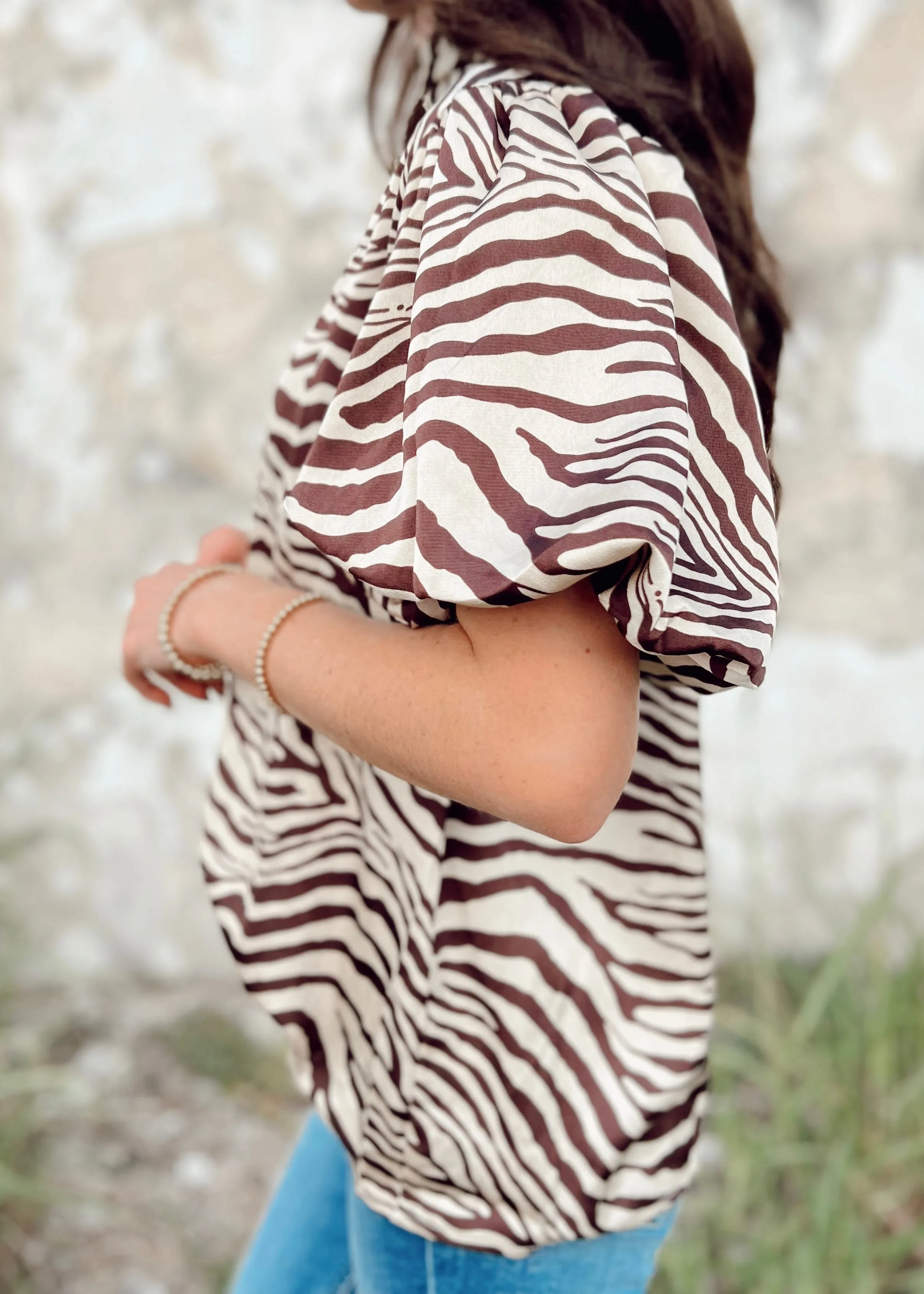 Wild Thang Zebra Puff Sleeve top