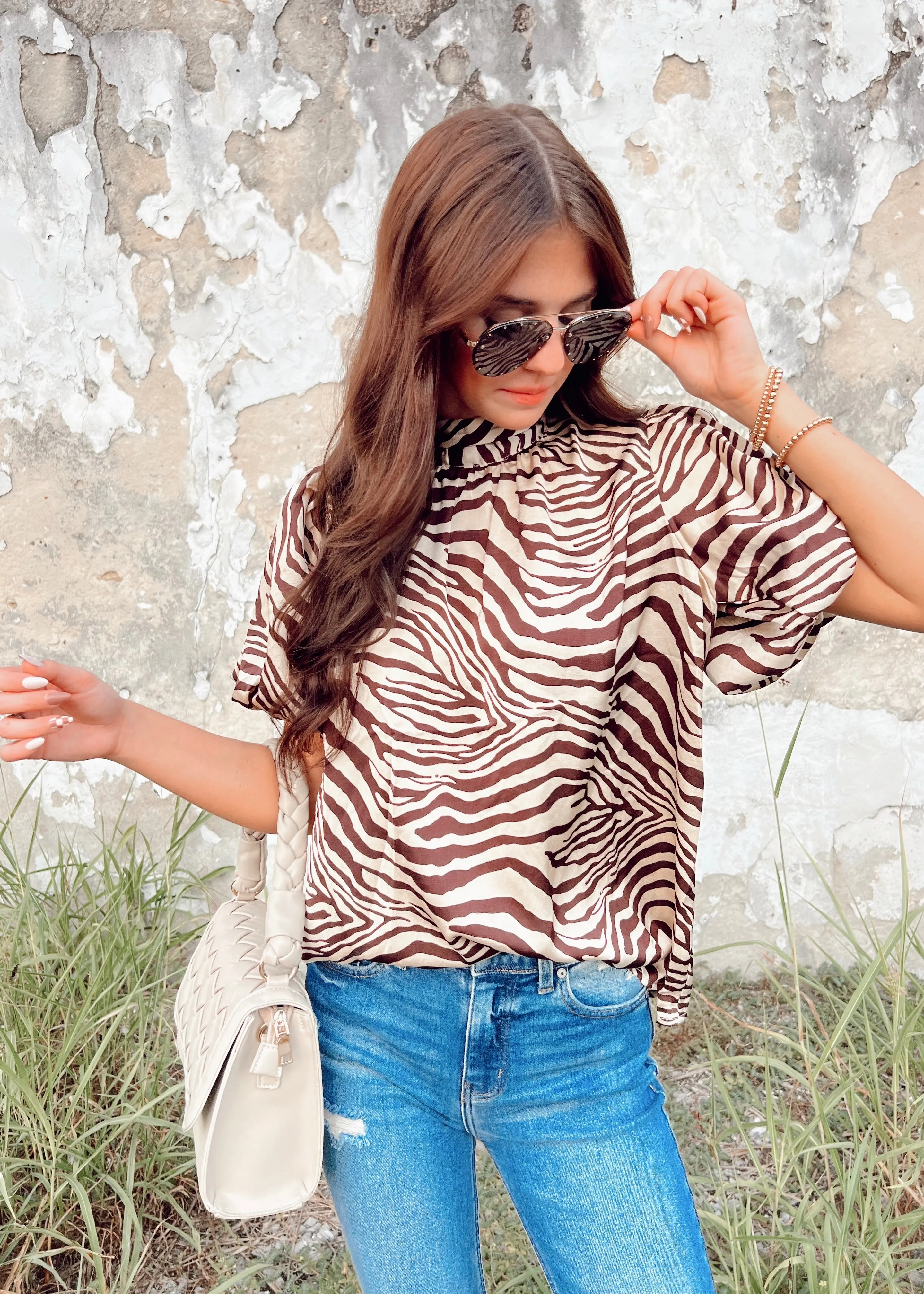 Wild Thang Zebra Puff Sleeve top