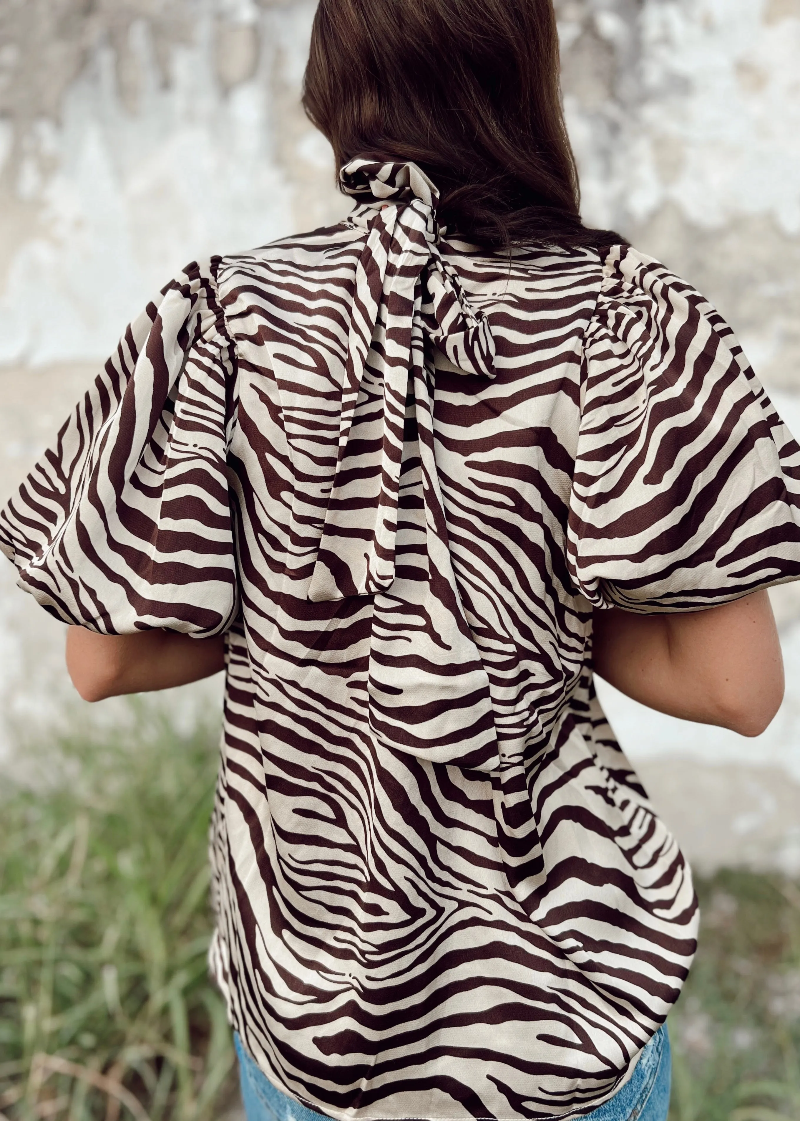 Wild Thang Zebra Puff Sleeve top