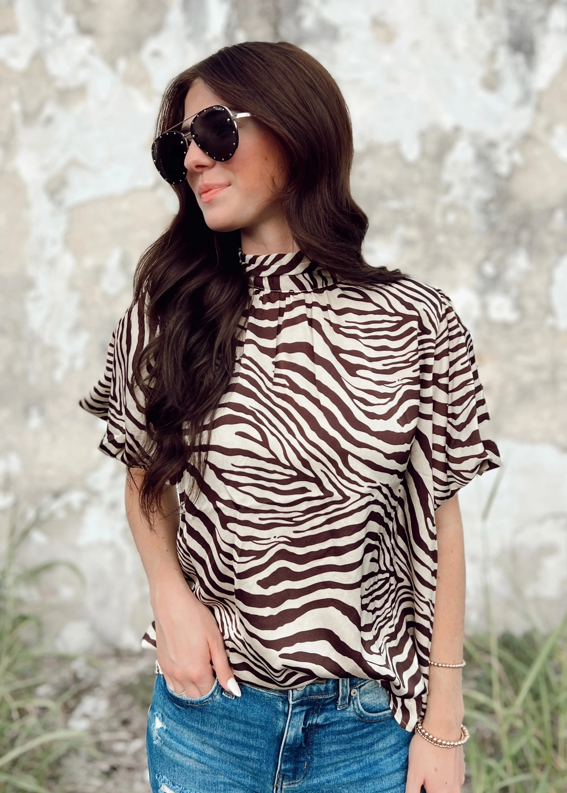 Wild Thang Zebra Puff Sleeve top