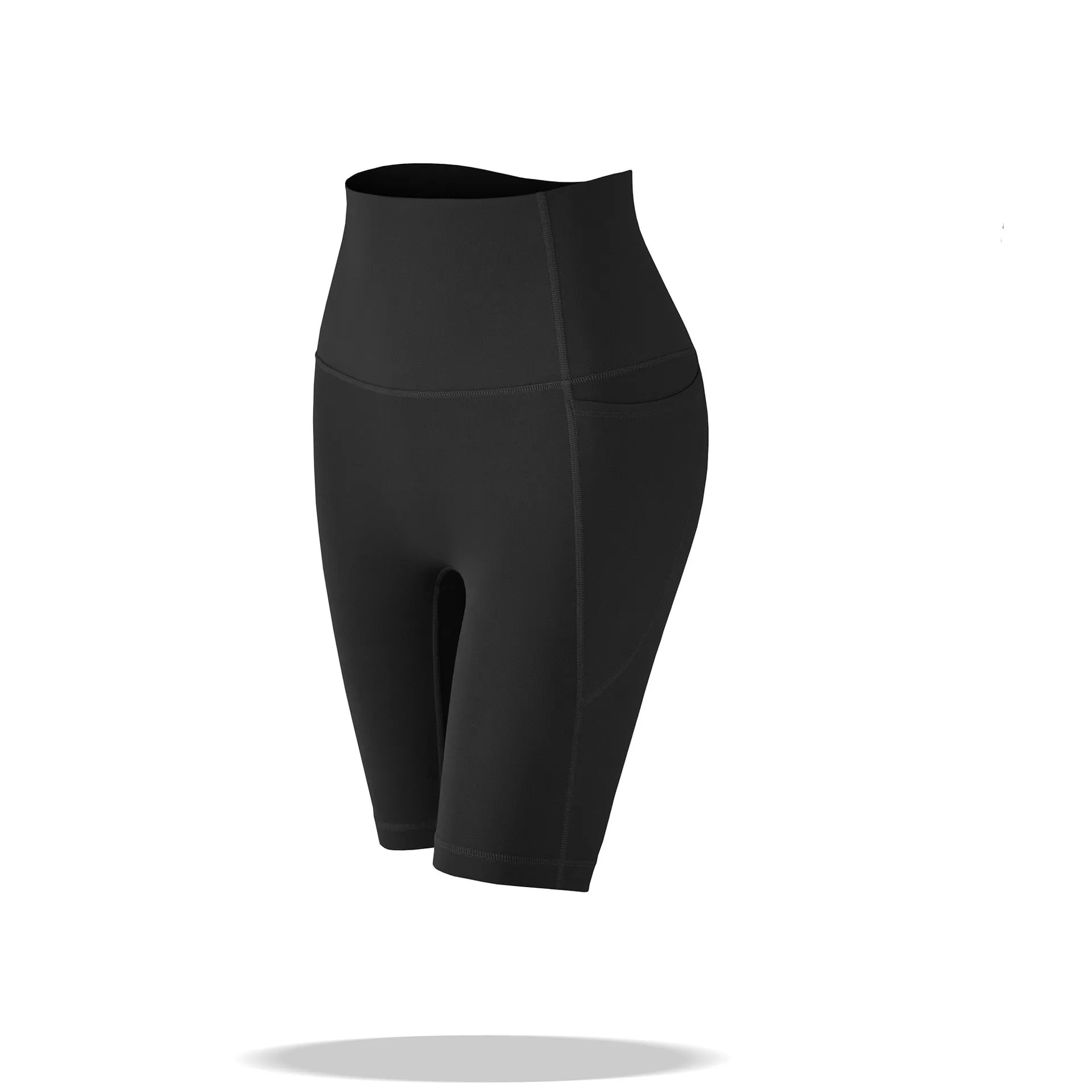 Women's Breathable No Front Seam High Waist Yoga Shorts with Pocket