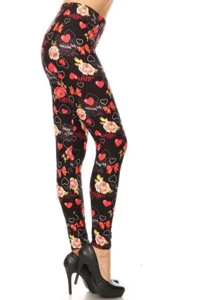 Womens Heart Love Be Mine Leggings Soft Yoga Pants Sizes  0-18