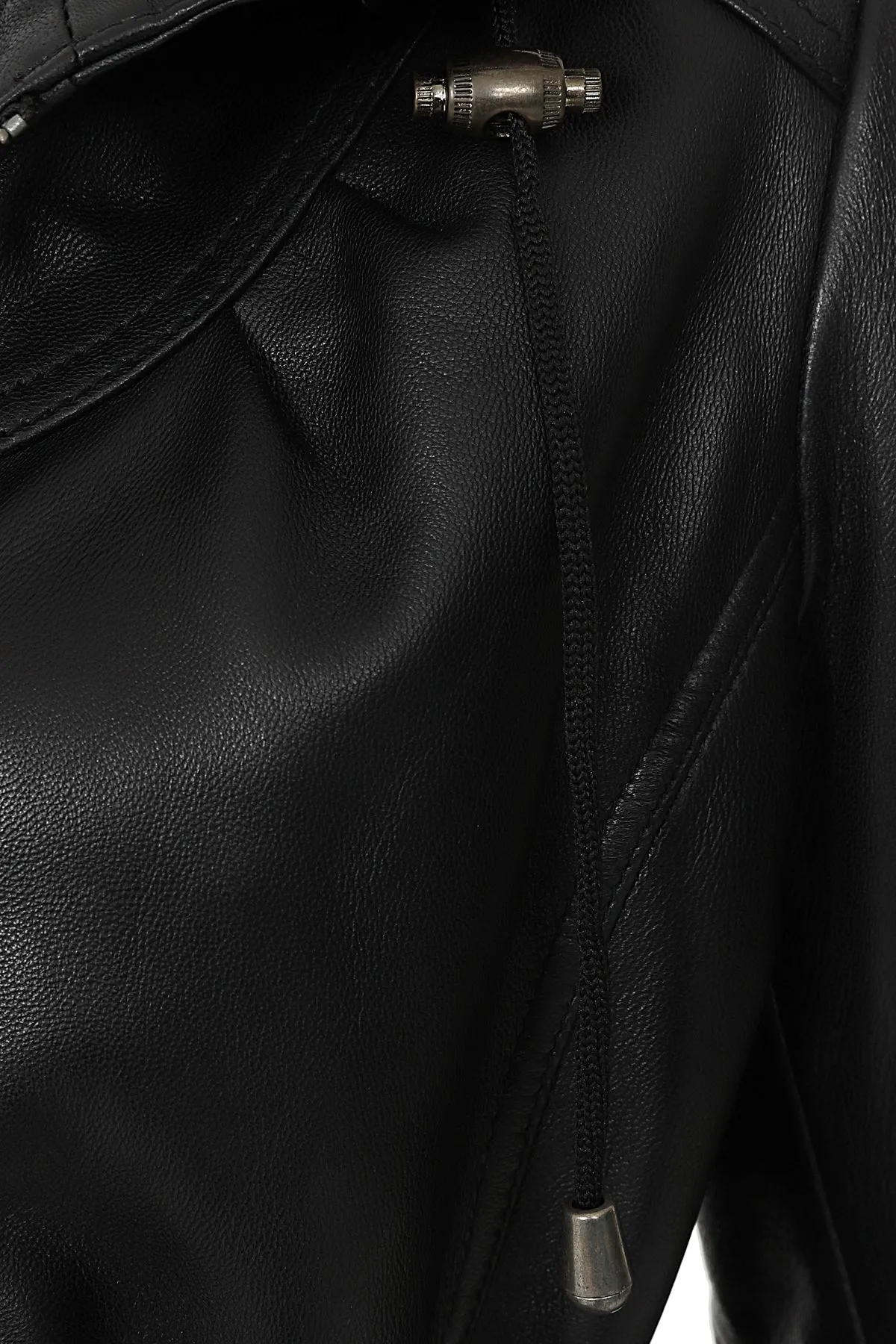 Women's  Length Black Leather Duffle Coat - 'BECKY'