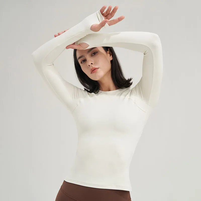 Women's Nylon Breathable Sports Fitness Long Sleeve Yoga Shirt