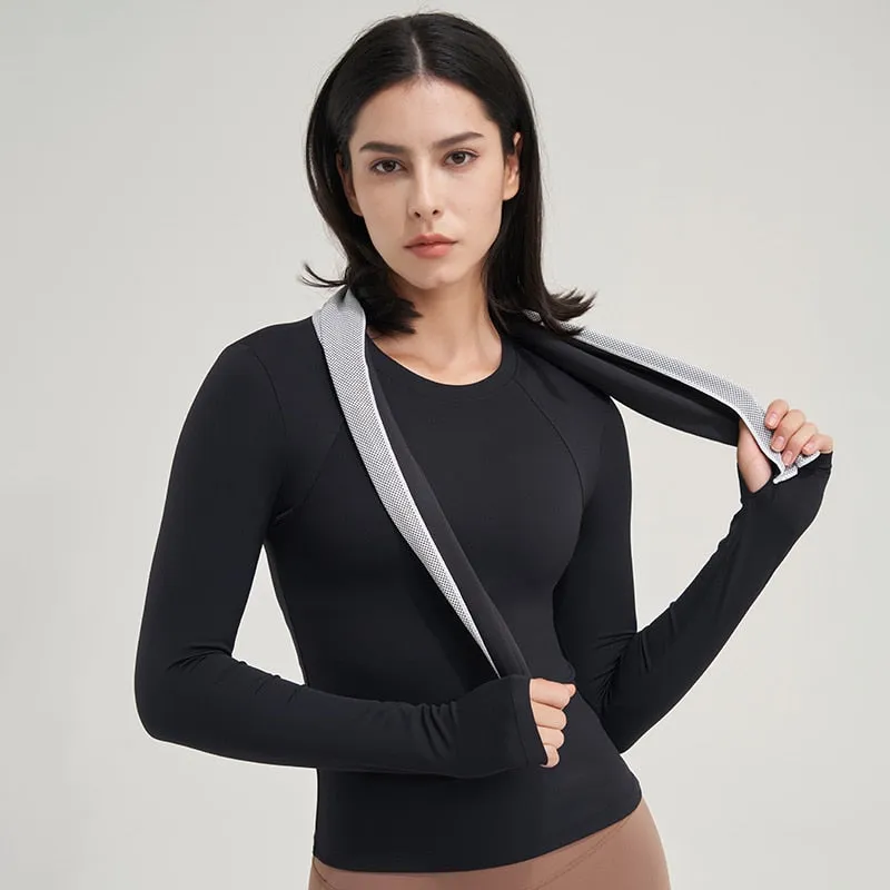 Women's Nylon Breathable Sports Fitness Long Sleeve Yoga Shirt