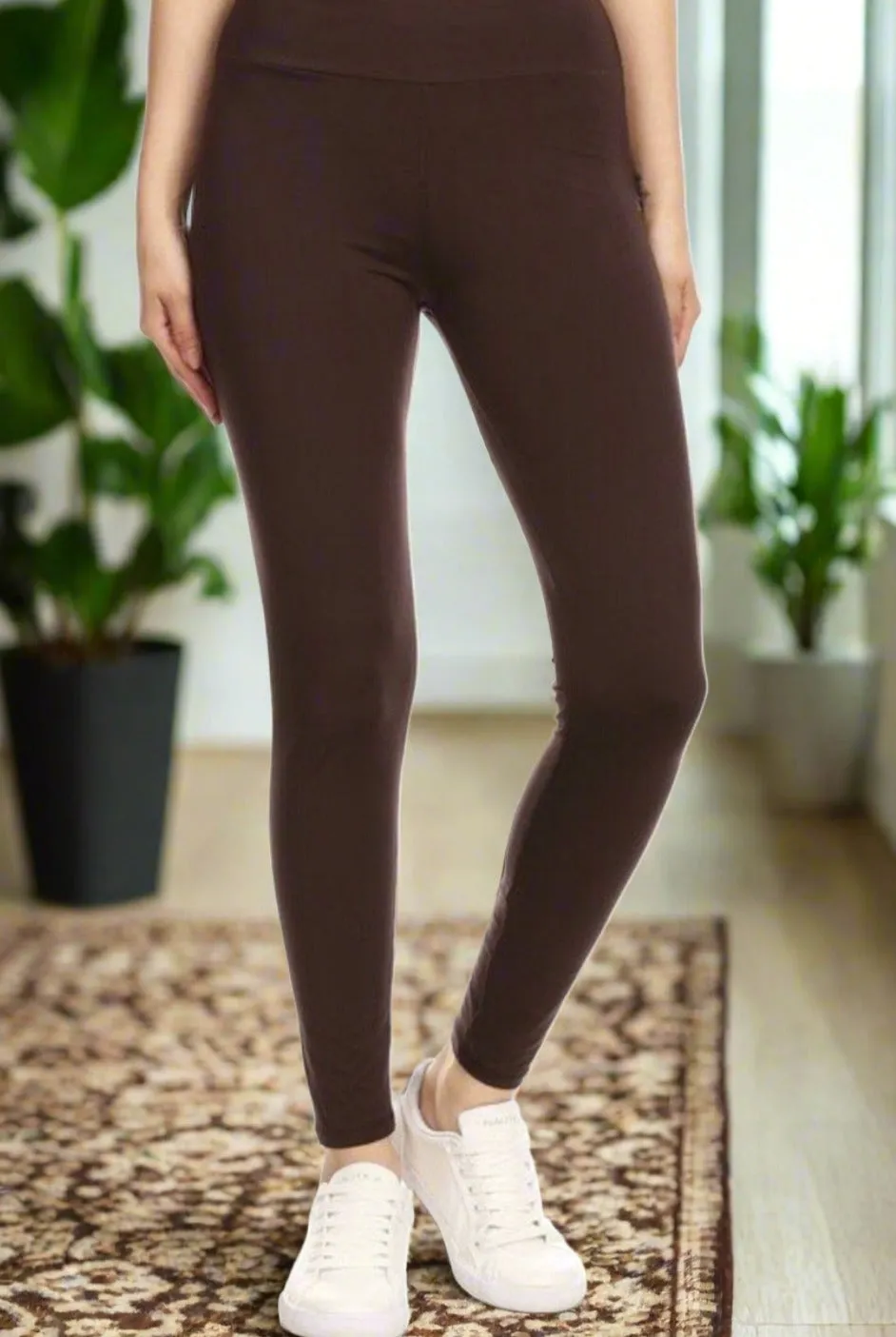 Womens Solid Brown Legging, Soft Yoga Pants, Sizes 0-22, Yoga Waist, Exclusive Leggings