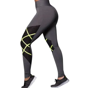 Workout Women Leggings Fitness High Waist Elastic Push Up Patchwork Ankle Length Spandex Legging Casual Gray Leggings