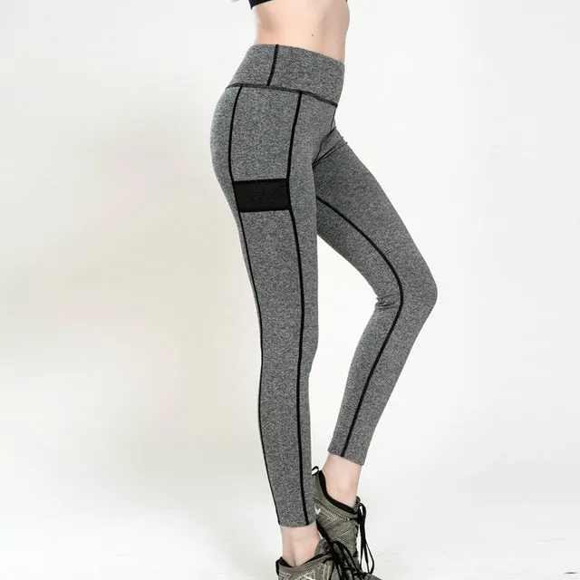 Workout Women Tops Fashion Patchwork High Waist Elastic Push Up Ankle Length Spandex Legging Casual Femme Leggings